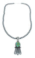 Navajo Turquoise Sterling Silver Old Pawn Bead Necklace SN20312